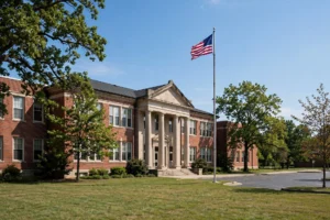 American high school building