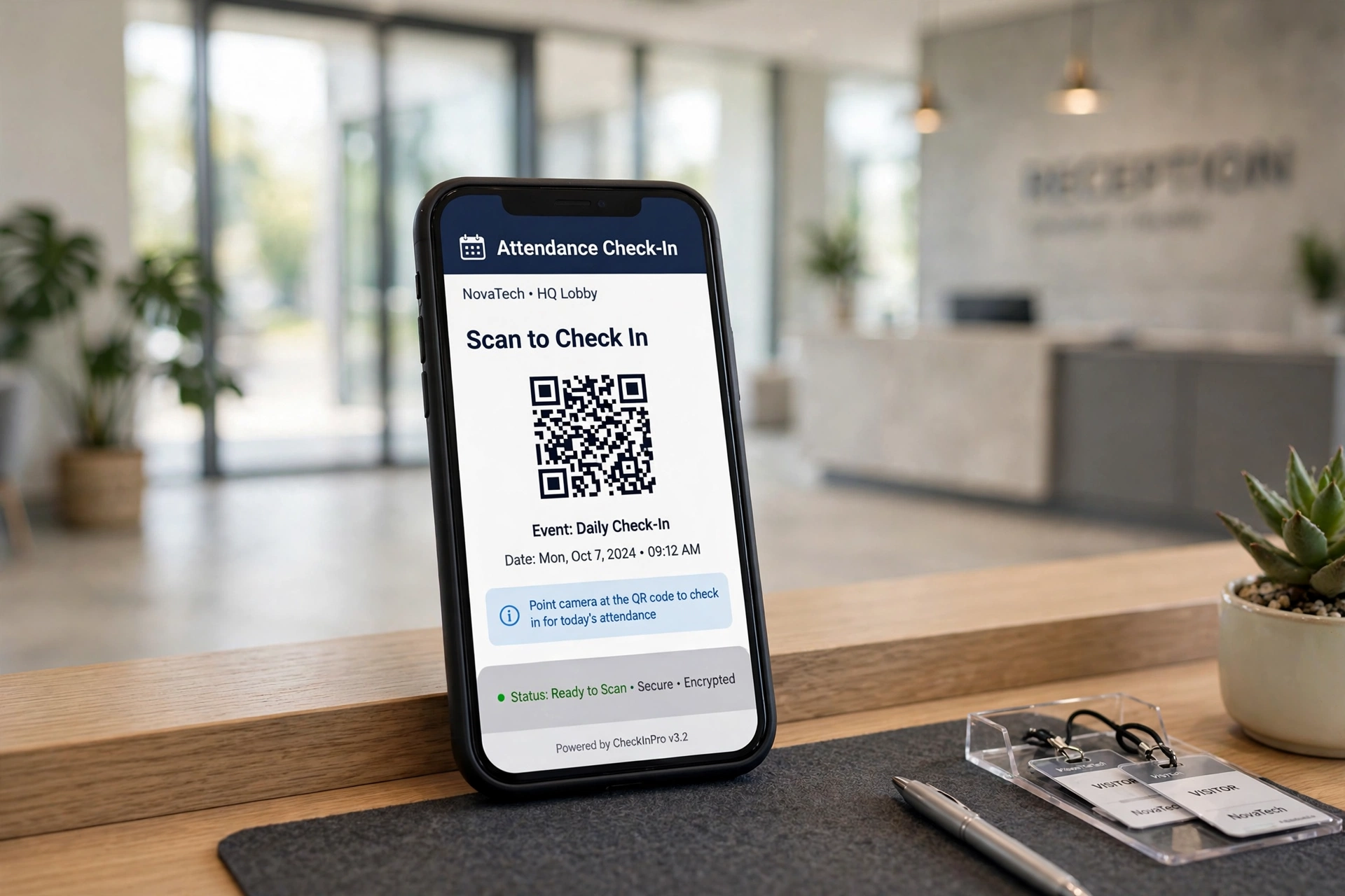 QR code attendance check-in on phone