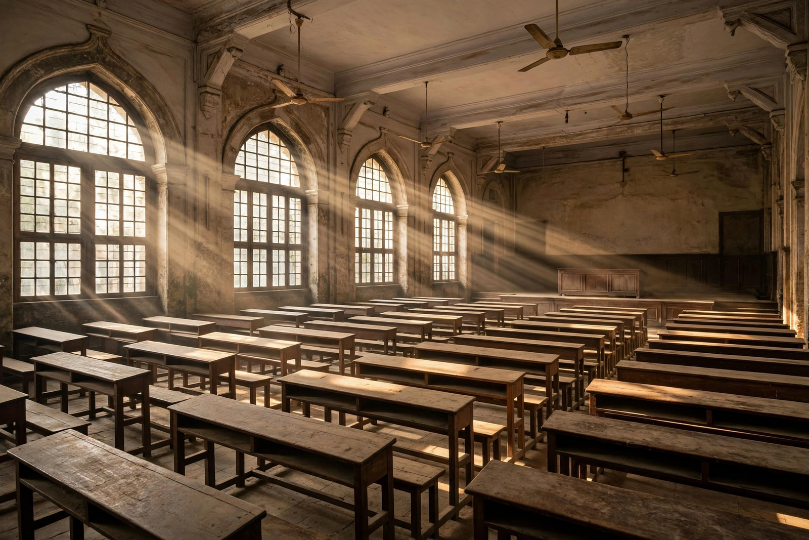 Historic colonial era university lecture hall in Kolkata