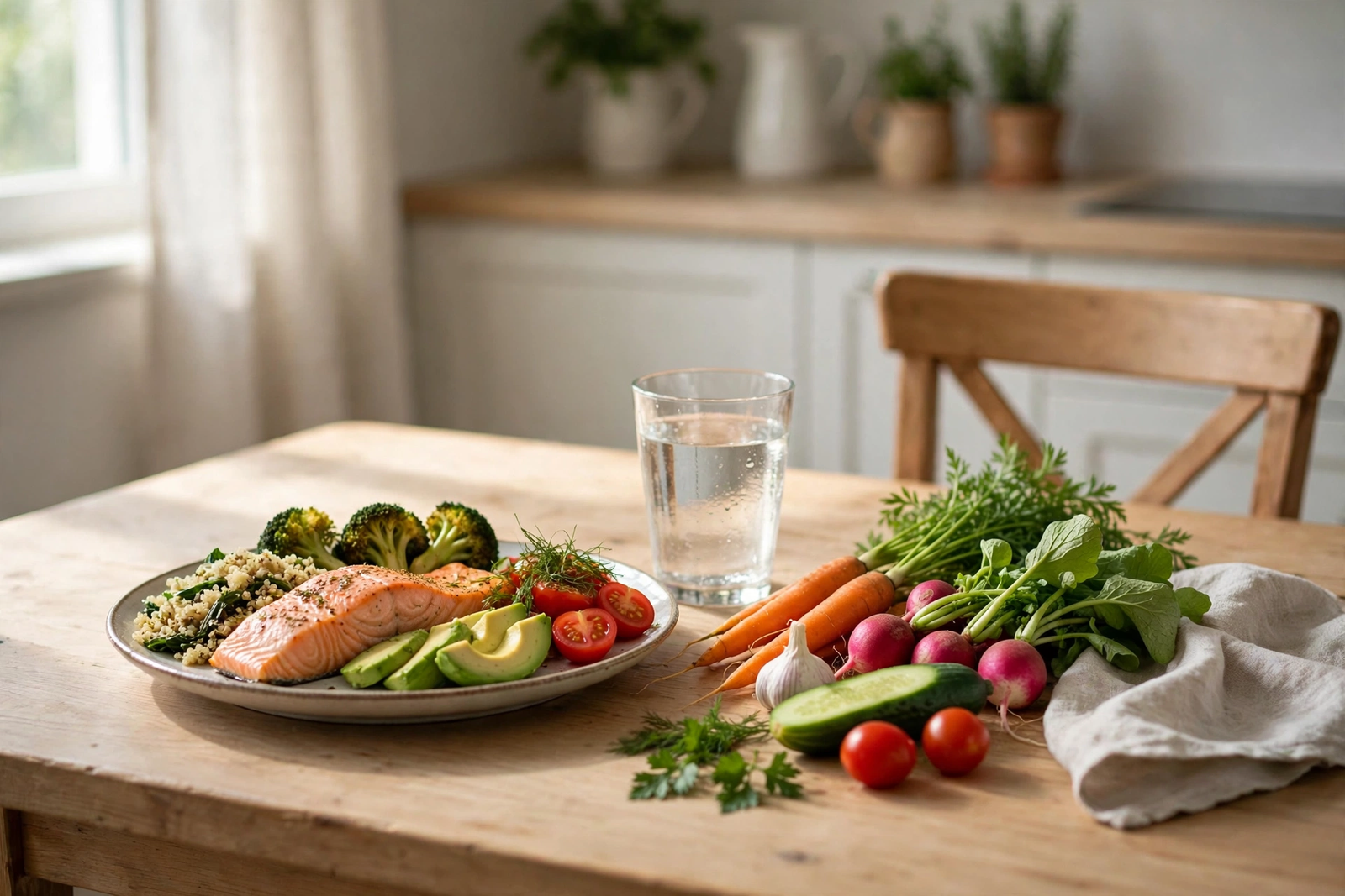 A portioned plate showing how calorie restriction differs from eating within a time window
