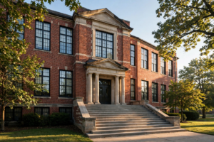 DC high school building at sunrise representing the truancy pilot program expansion