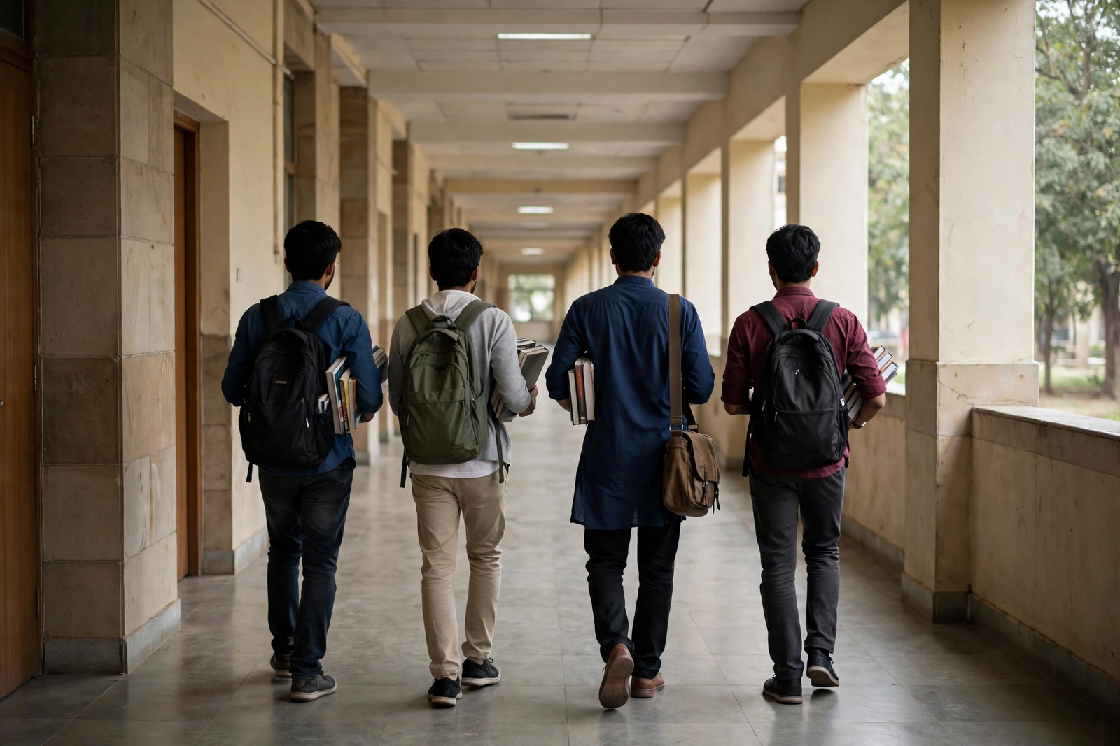 Law students attending classes at an Indian law college