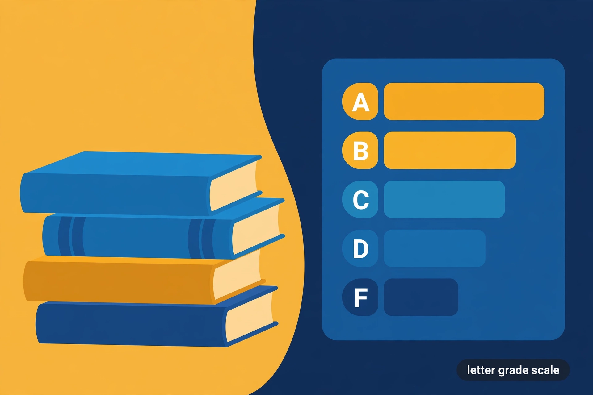 Chart showing the letter grade scale from A to F used in US high schools