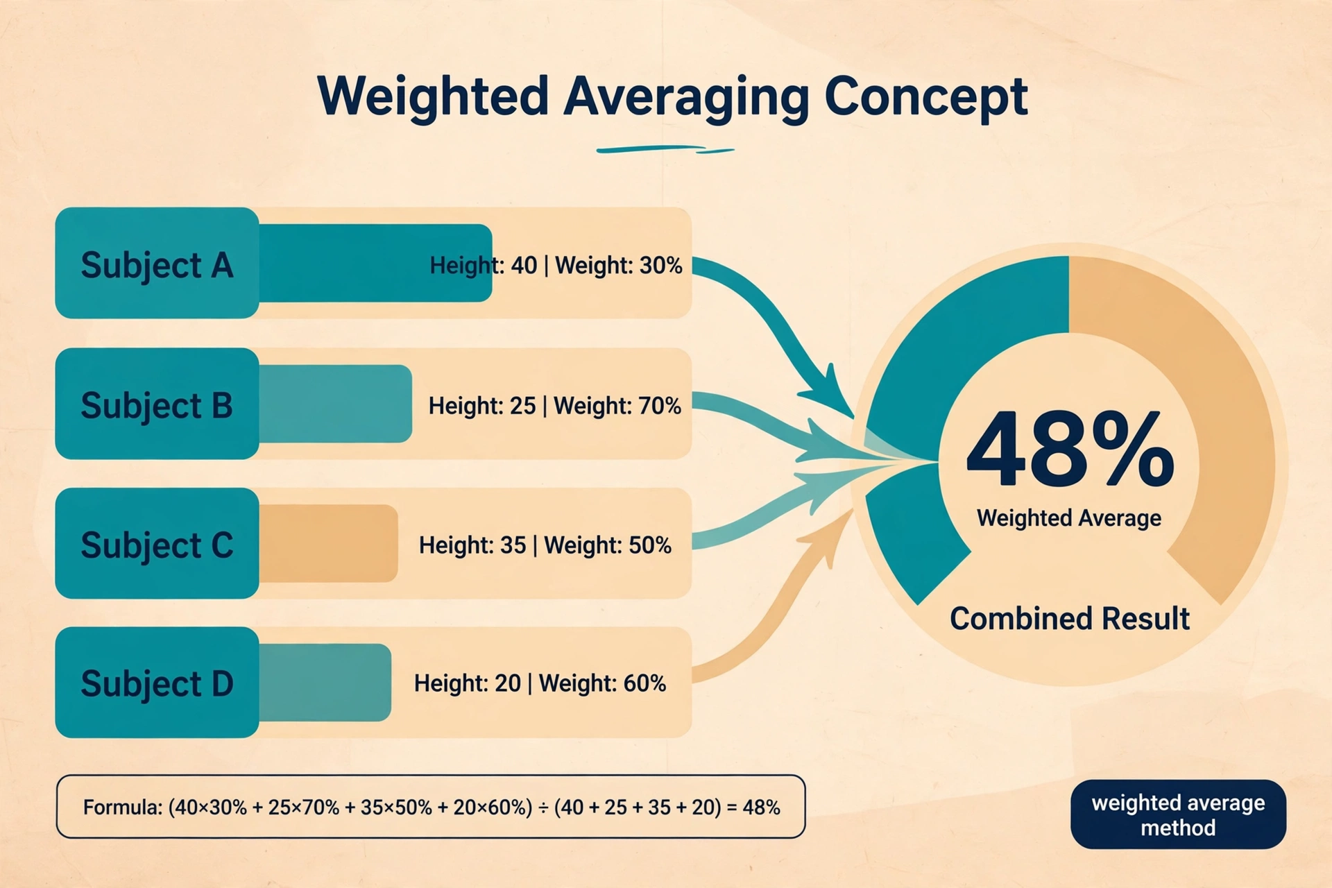 Diagram of the weighted average method combining subject-wise attendance into one result