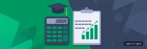 Calculator and grade sheet with rising chart for sgpa to cgpa conversion